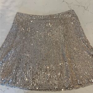 LOFT Silver Sequin Mini Skirt